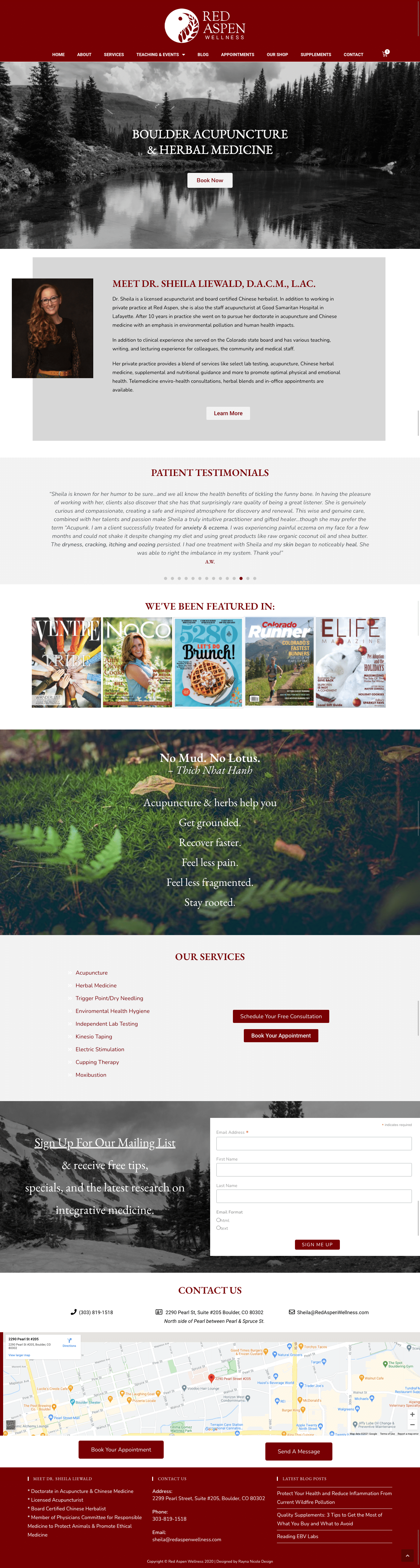 homepage of red aspen wellness